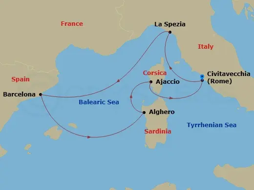 Itinerary schematic diagram