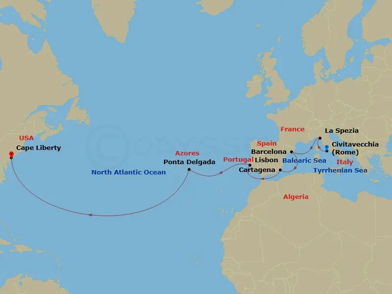 Itinerary schematic diagram