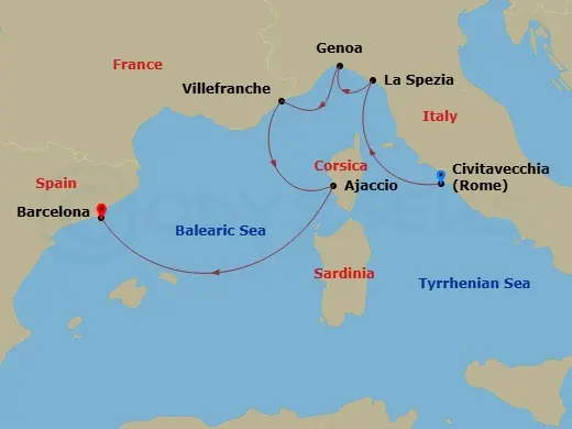 Itinerary schematic diagram