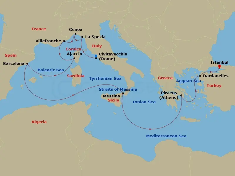 Itinerary schematic diagram