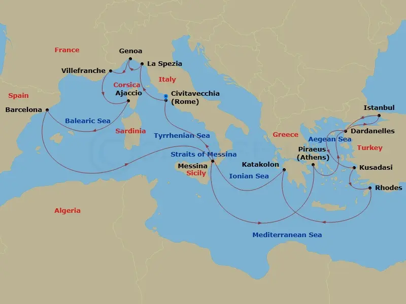 Itinerary schematic diagram