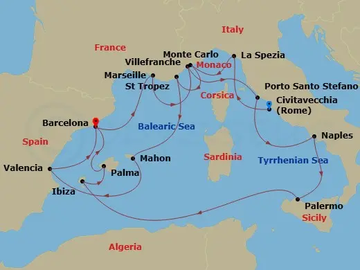 Itinerary schematic diagram
