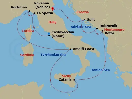Itinerary schematic diagram