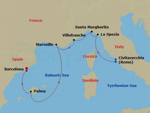 Itinerary schematic diagram