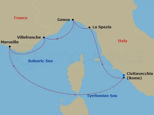 Itinerary schematic diagram