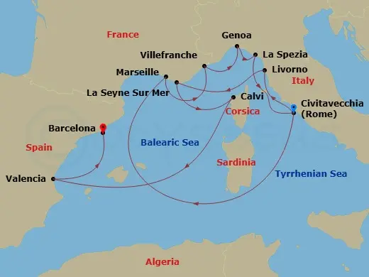Itinerary schematic diagram