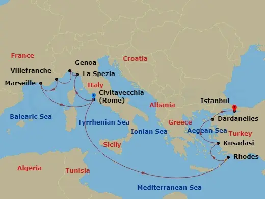 Itinerary schematic diagram