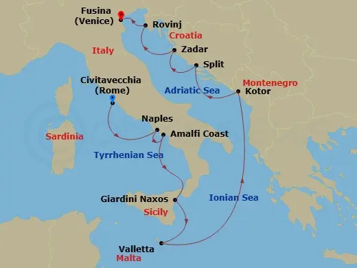 Itinerary schematic diagram