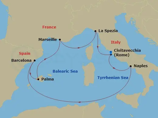 Itinerary schematic diagram