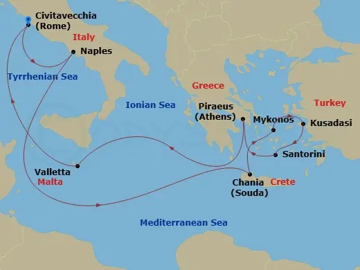 Itinerary schematic diagram