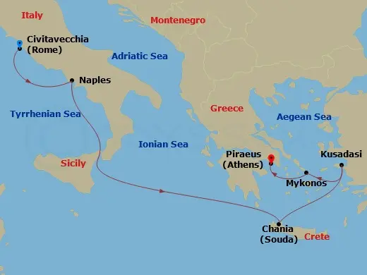Itinerary schematic diagram