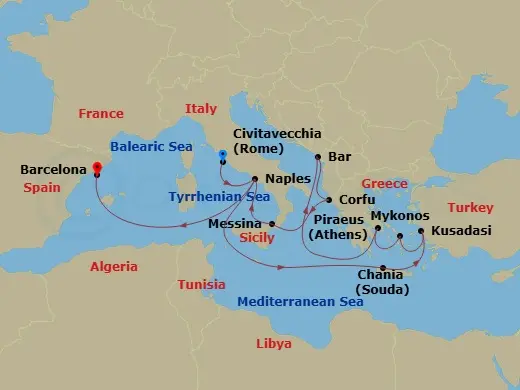 Itinerary schematic diagram
