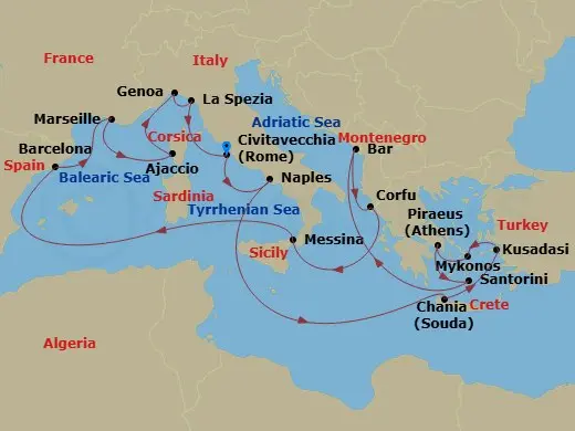 Itinerary schematic diagram