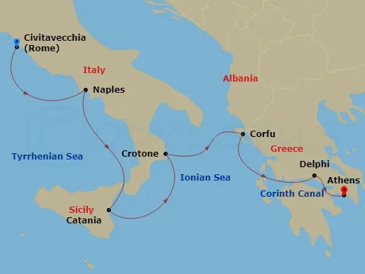 Itinerary schematic diagram