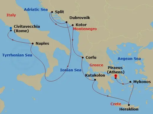 Itinerary schematic diagram