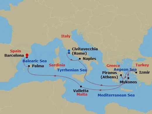 Itinerary schematic diagram