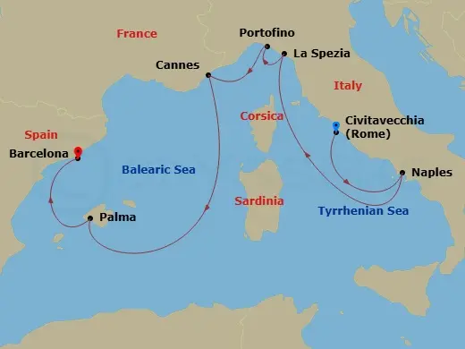 Itinerary schematic diagram