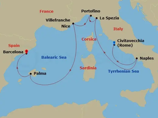 Itinerary schematic diagram