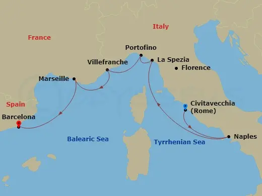 Itinerary schematic diagram