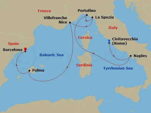 Itinerary schematic diagram