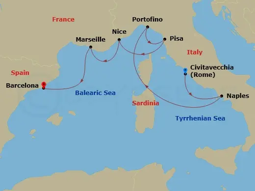 Itinerary schematic diagram