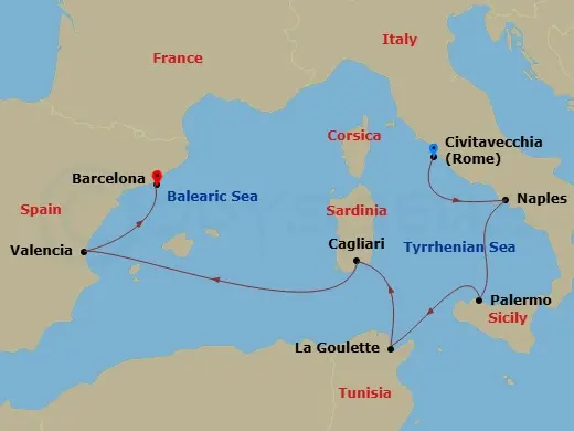 Itinerary schematic diagram