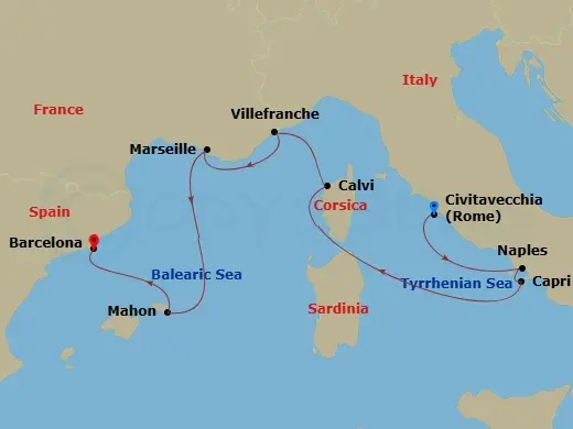 Itinerary schematic diagram