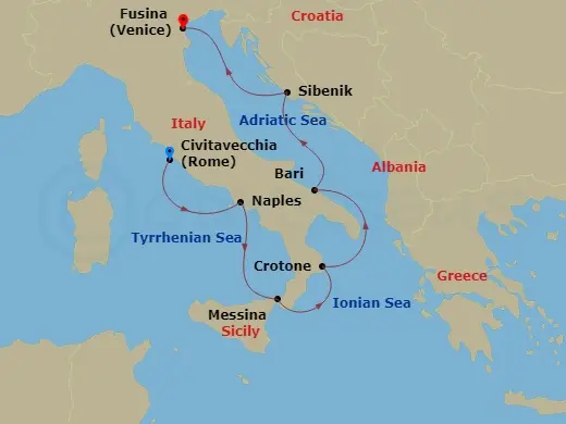 Itinerary schematic diagram