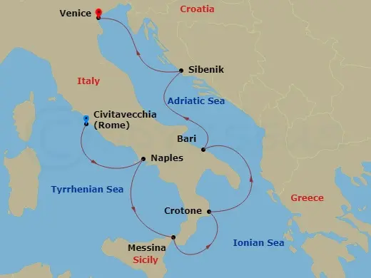 Itinerary schematic diagram