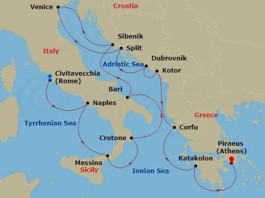 Itinerary schematic diagram