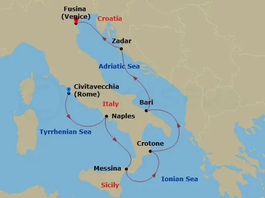 Itinerary schematic diagram
