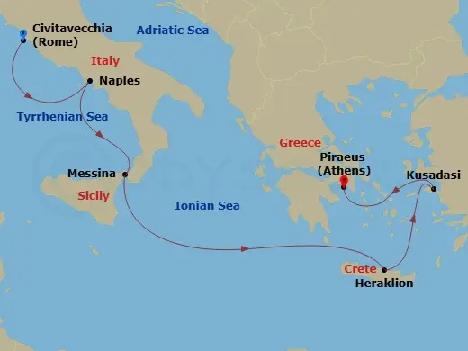 Itinerary schematic diagram