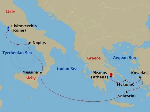 Itinerary schematic diagram