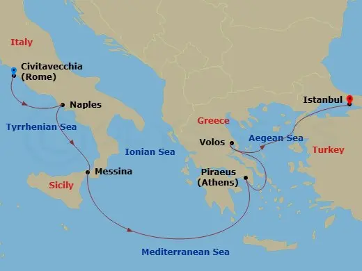 Itinerary schematic diagram