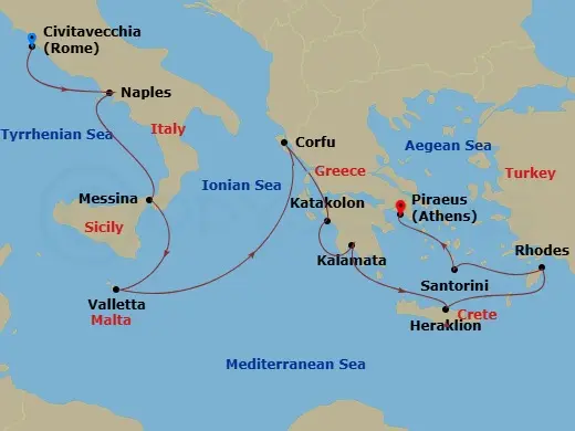 Itinerary schematic diagram
