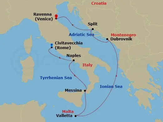 Itinerary schematic diagram