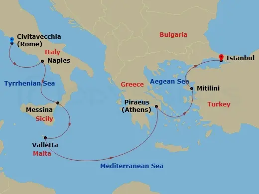 Itinerary schematic diagram