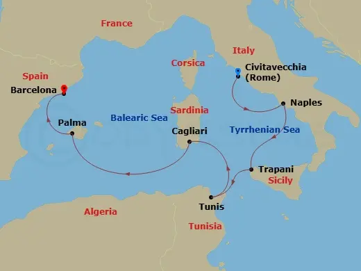 Itinerary schematic diagram