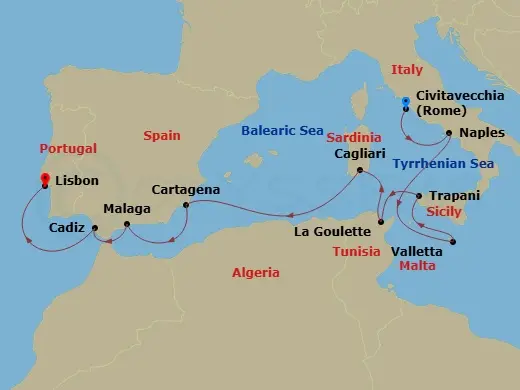 Itinerary schematic diagram