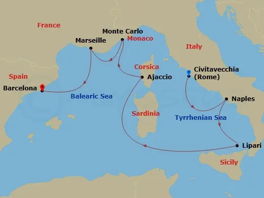 Itinerary schematic diagram