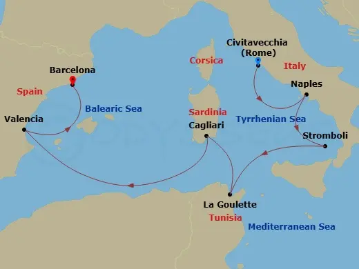 Itinerary schematic diagram