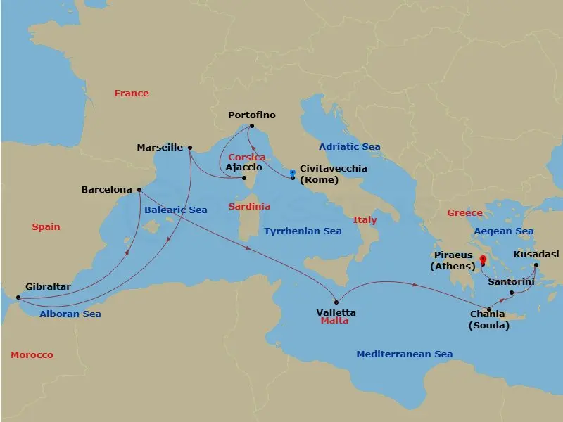 Itinerary schematic diagram