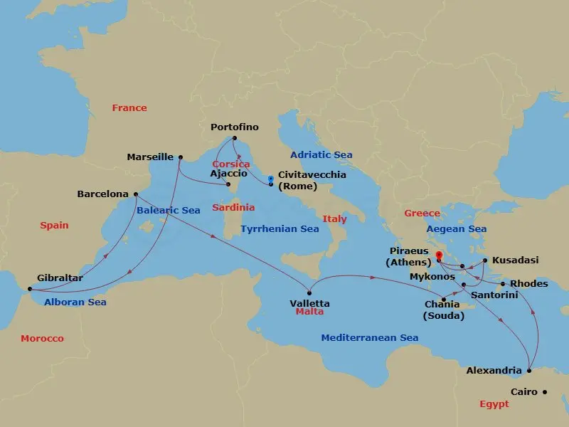 Itinerary schematic diagram