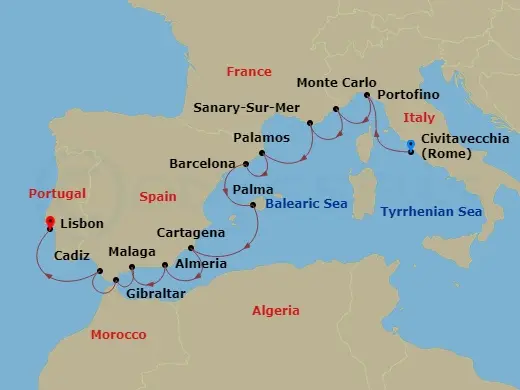 Itinerary schematic diagram