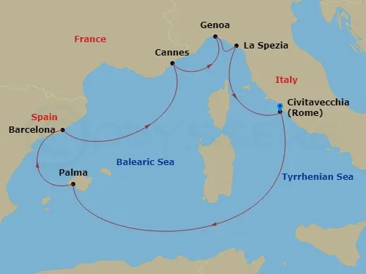 Itinerary schematic diagram