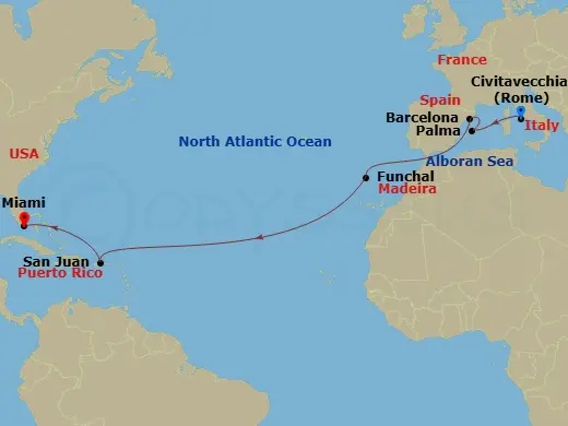 Itinerary schematic diagram