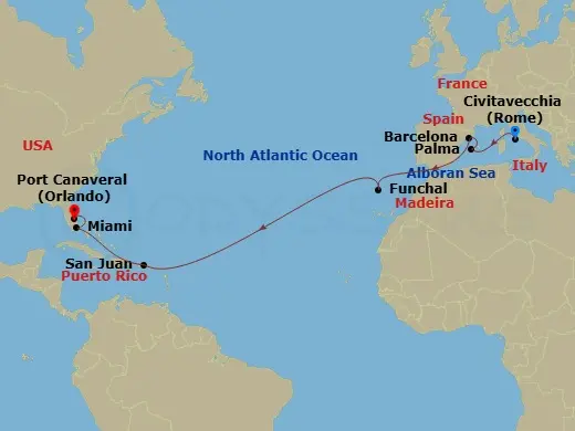 Itinerary schematic diagram