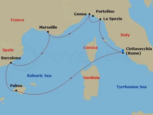 Itinerary schematic diagram