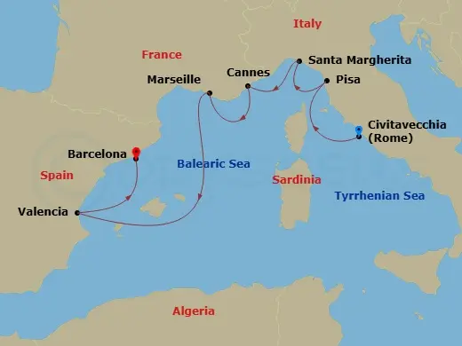 Itinerary schematic diagram