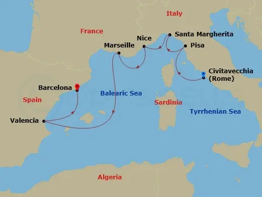 Itinerary schematic diagram